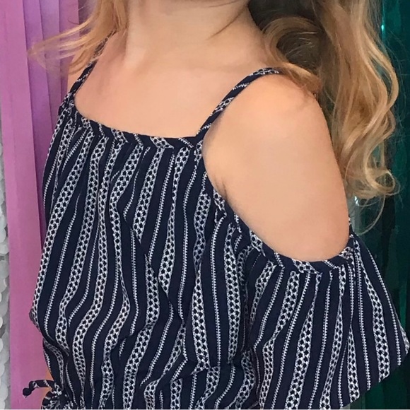 Navy & white jumpsuit, vertical stripes, Jenna & Jessie girl 10, pageant wear! - Picture 2 of 8